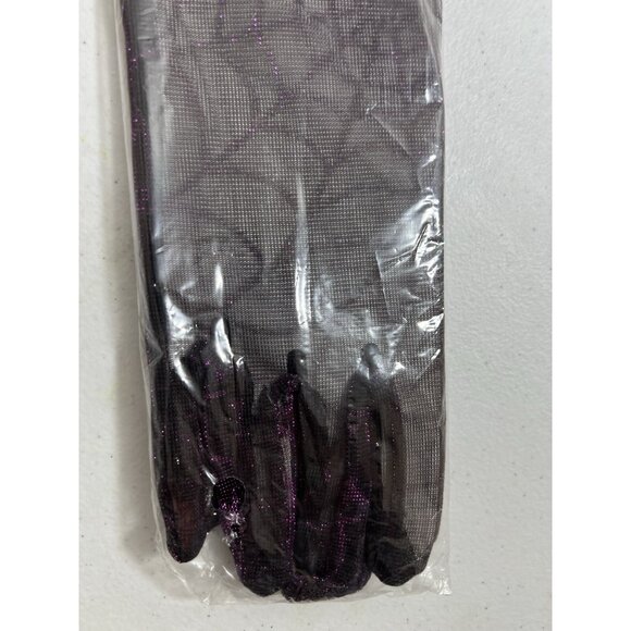 Halloween Costume Gloves Black Long Spider Web Witch Vampire Closed Finger NEW - Picture 2 of 7